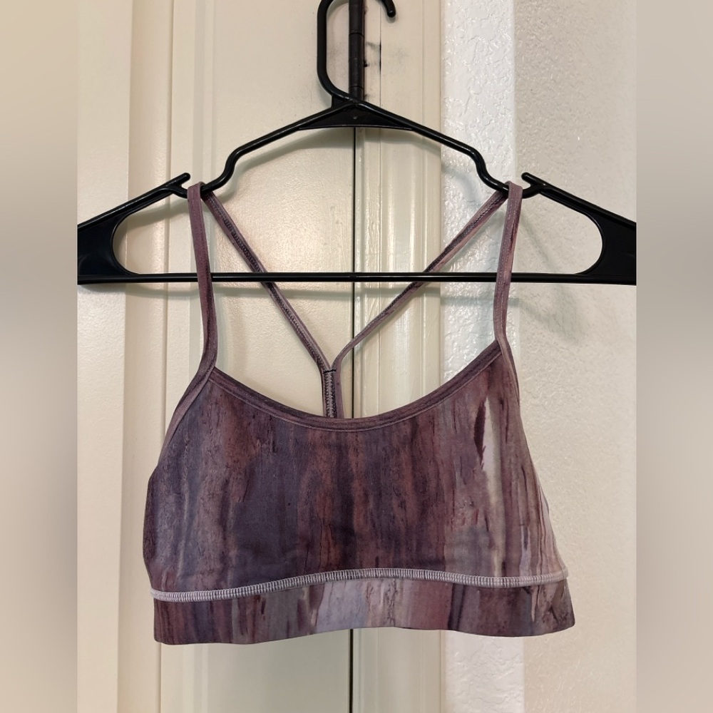 Lululemon Sports Bra Size 6 Strappy Back Purple Tie Dye